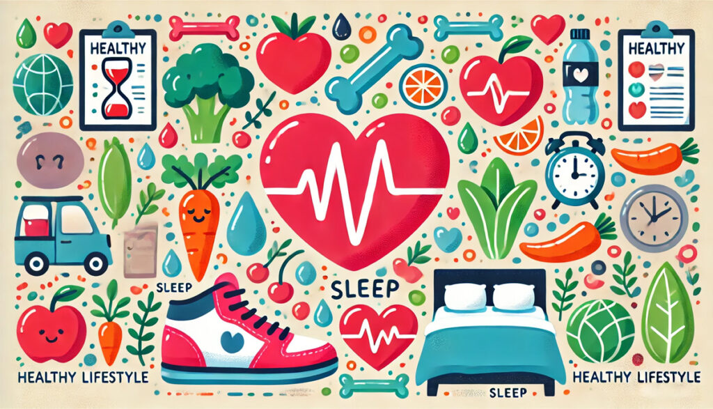 Graphic illustrating diabetes complications: heart disease, vision loss, inflammation